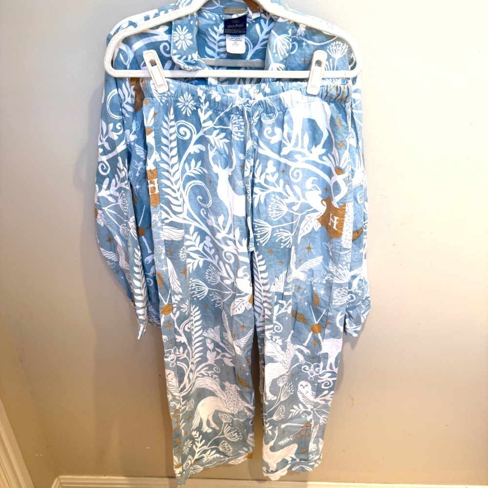 Pottery Barn Teen Harry Potter Organic Cotton Pajama Set Blue Patronus Large - Picture 8 of 9